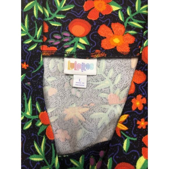 LuLaRoe Women's Pencil Skirt Orange And Flower Pattern Size L - Picture 4 of 4